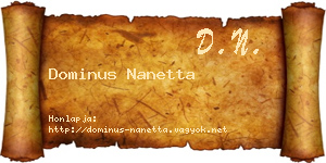 Dominus Nanetta névjegykártya